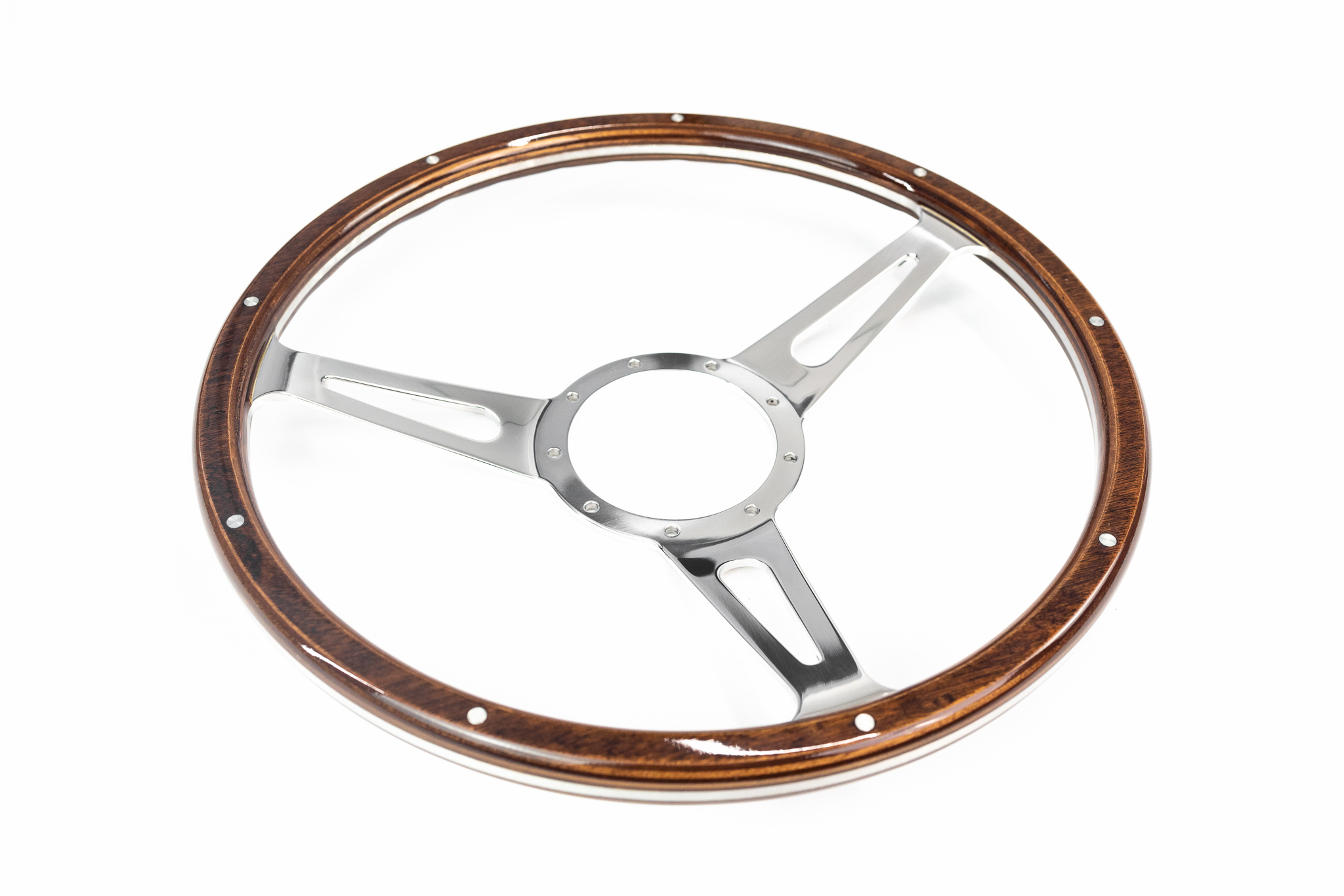 15 Inch 3 Spoke Billet Classic Wood Grain Steering Wheel 9 Bolt 10