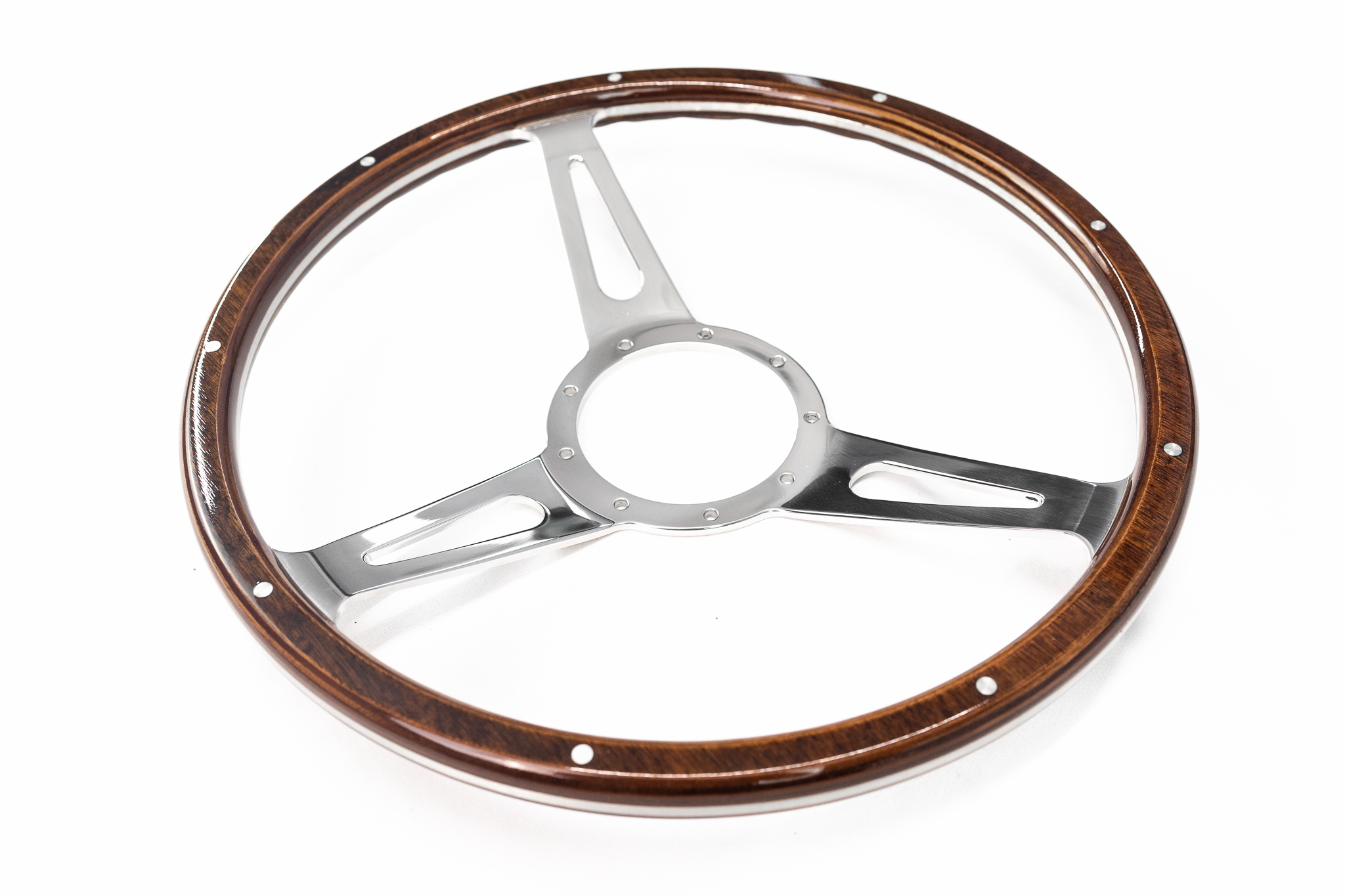 15 Inch 3 Spoke Billet Classic Wood Grain Steering Wheel 9 Bolt 13