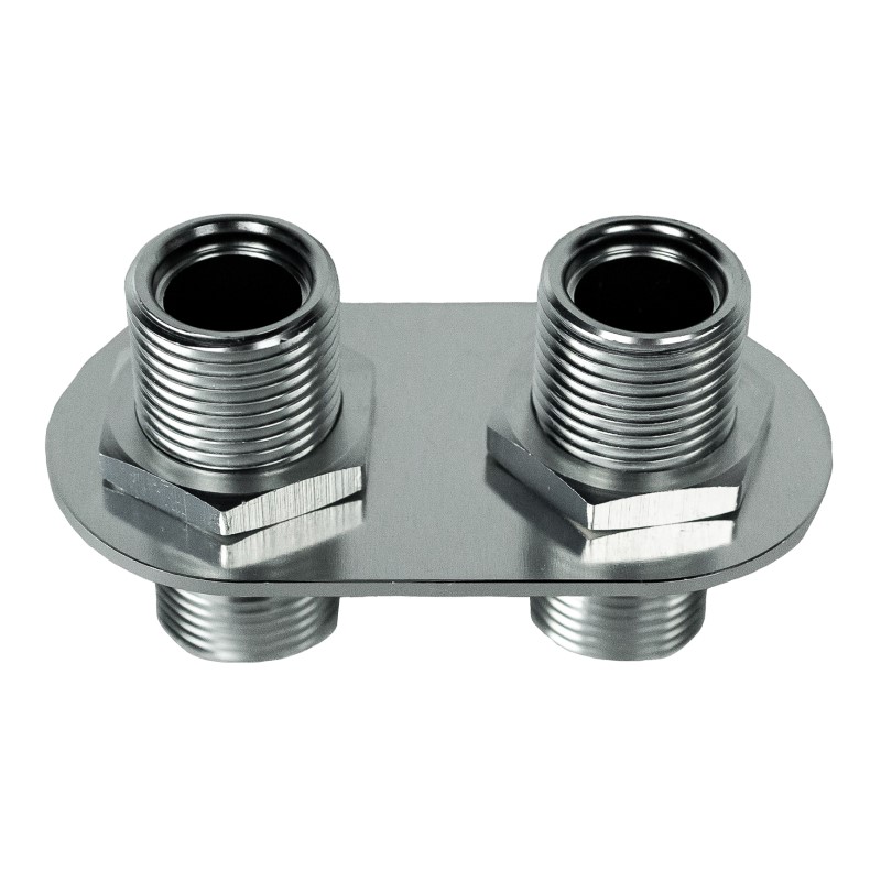 Billet 2 Port Bulk Head Fitting Satin 181151 100 1 8x8