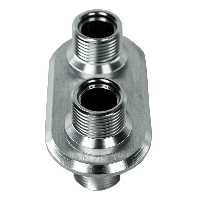 Billet 2 Port Bulk Head Fitting Satin 181151 100 2 8x8