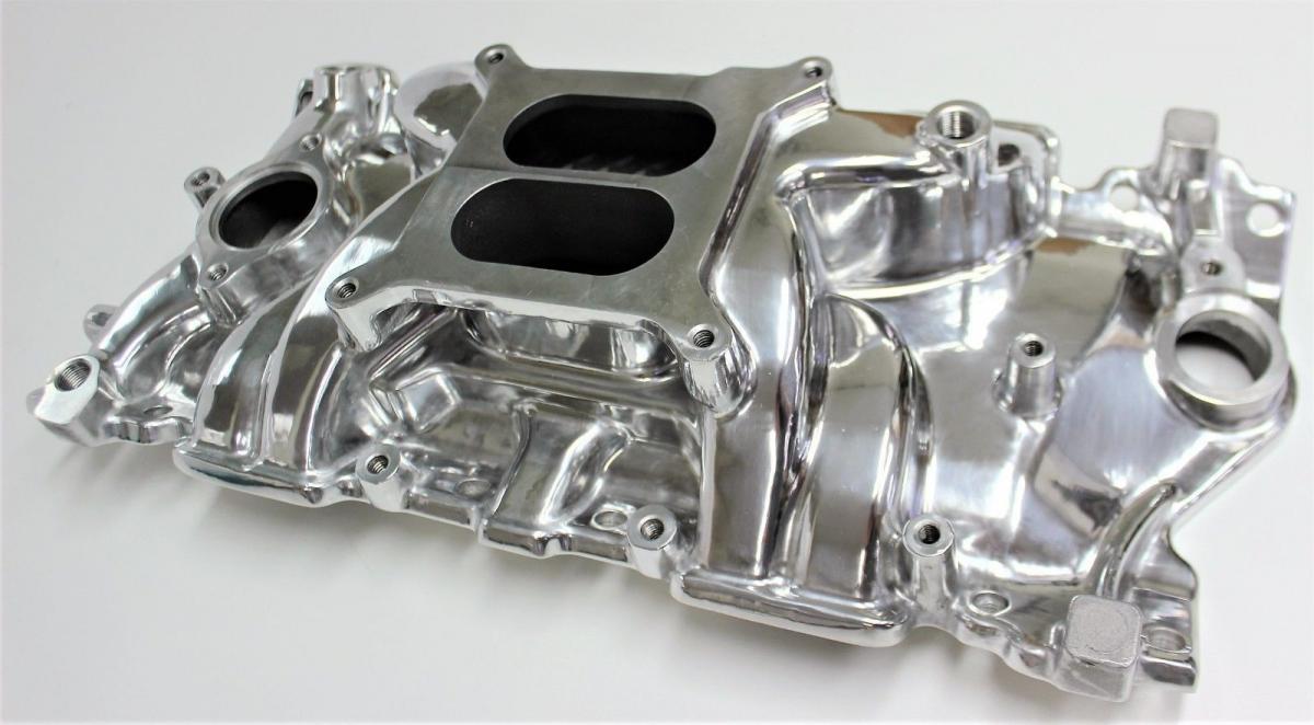 Polished Chev Small Block Intake Manifold Dual Plane Eliminator 1